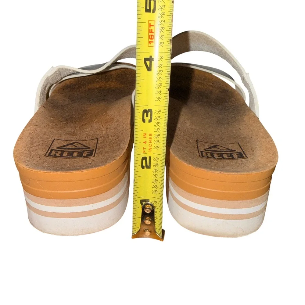 Reef Cushion Vista‎ Hi Sandals Womens 7 Pre-Owned Slide White Platform Cork 3154